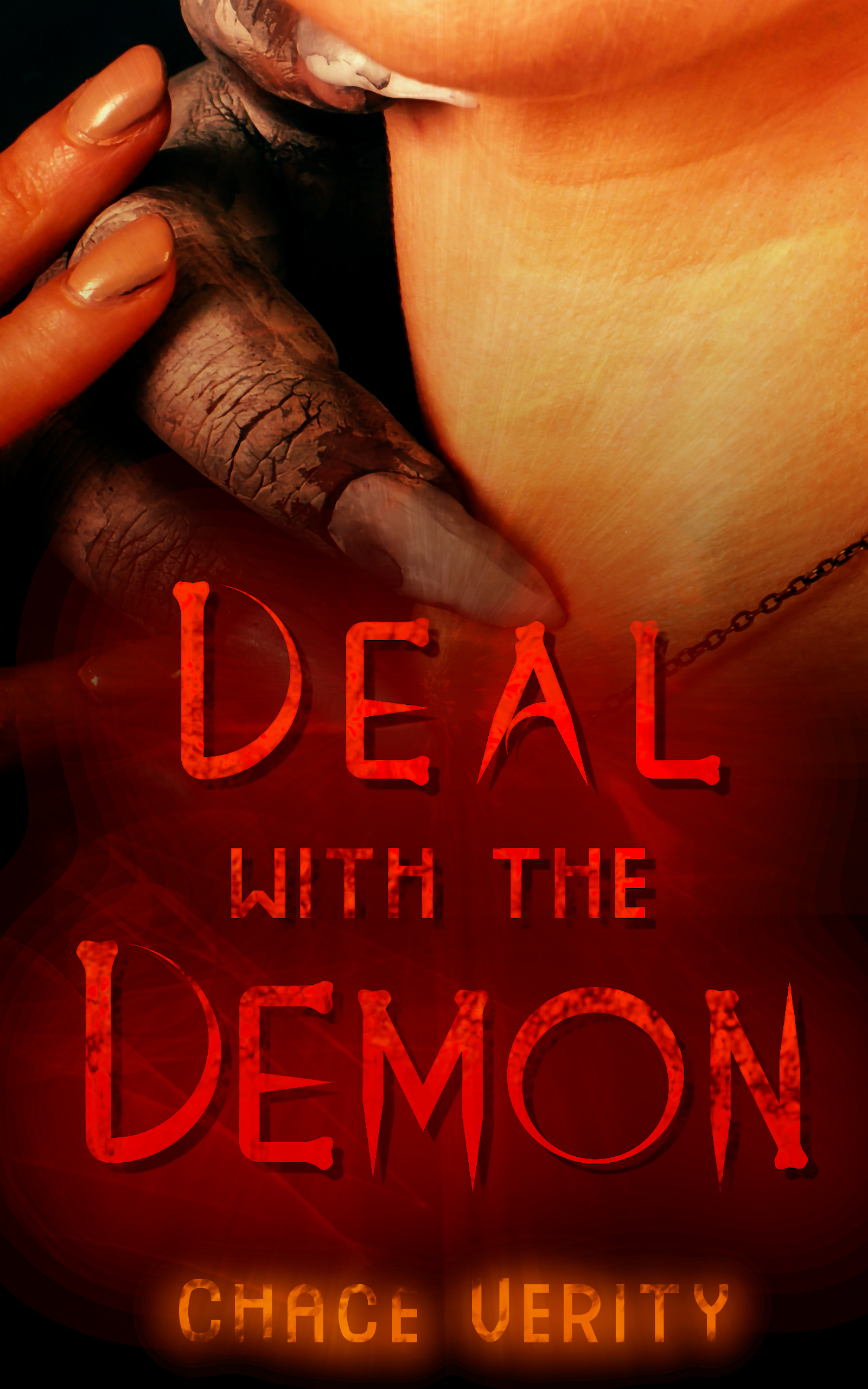 cover for Deal with the Demon by Chace Verity featuring a demon's hand over a palewoman's neck